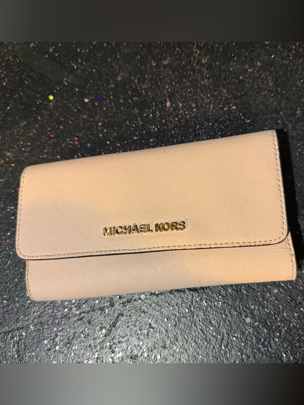 MICHAEL KORS Pale Pink Saffiano Leather Trifold Wallet